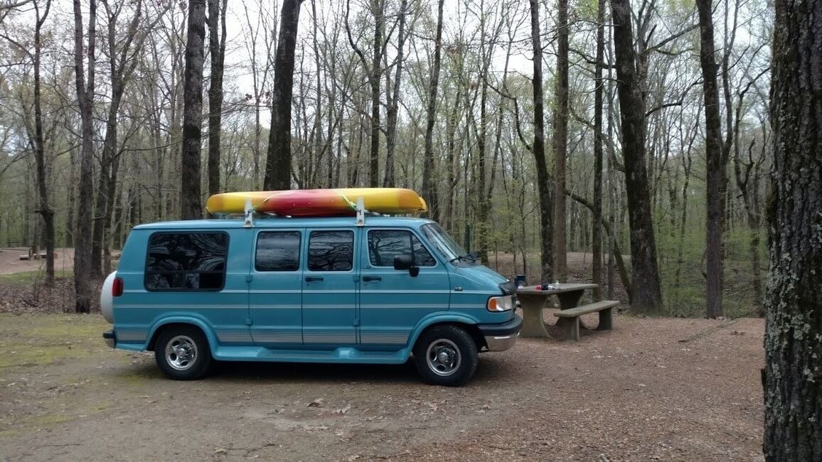 blue camper van