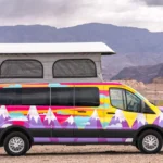 The Del Mar camper van with the pop top up. 