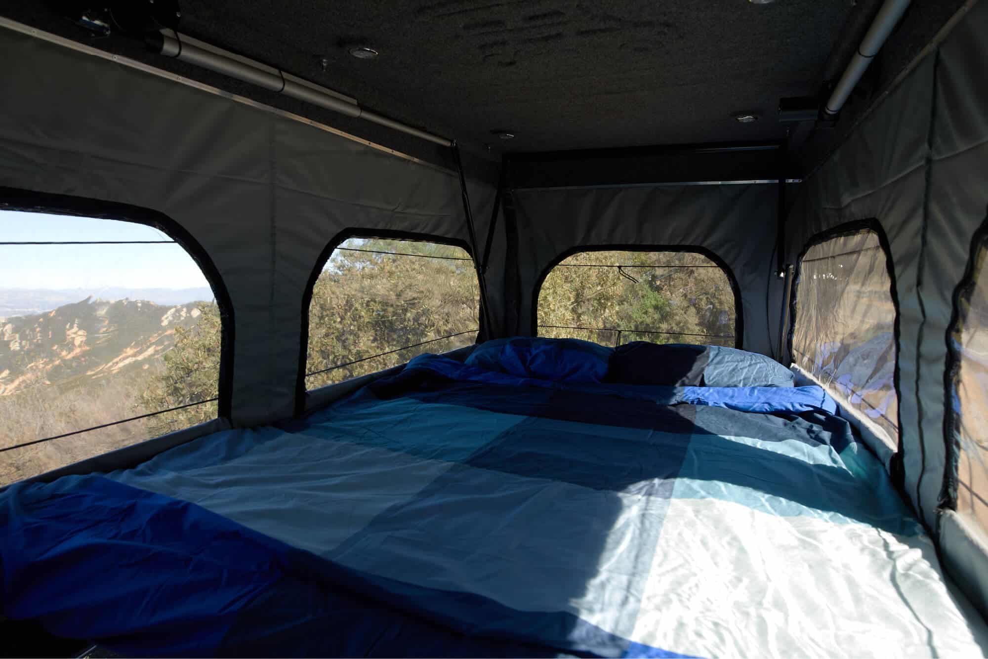 The pop up in the Del Mar allows for an additional double bed in the camper van.