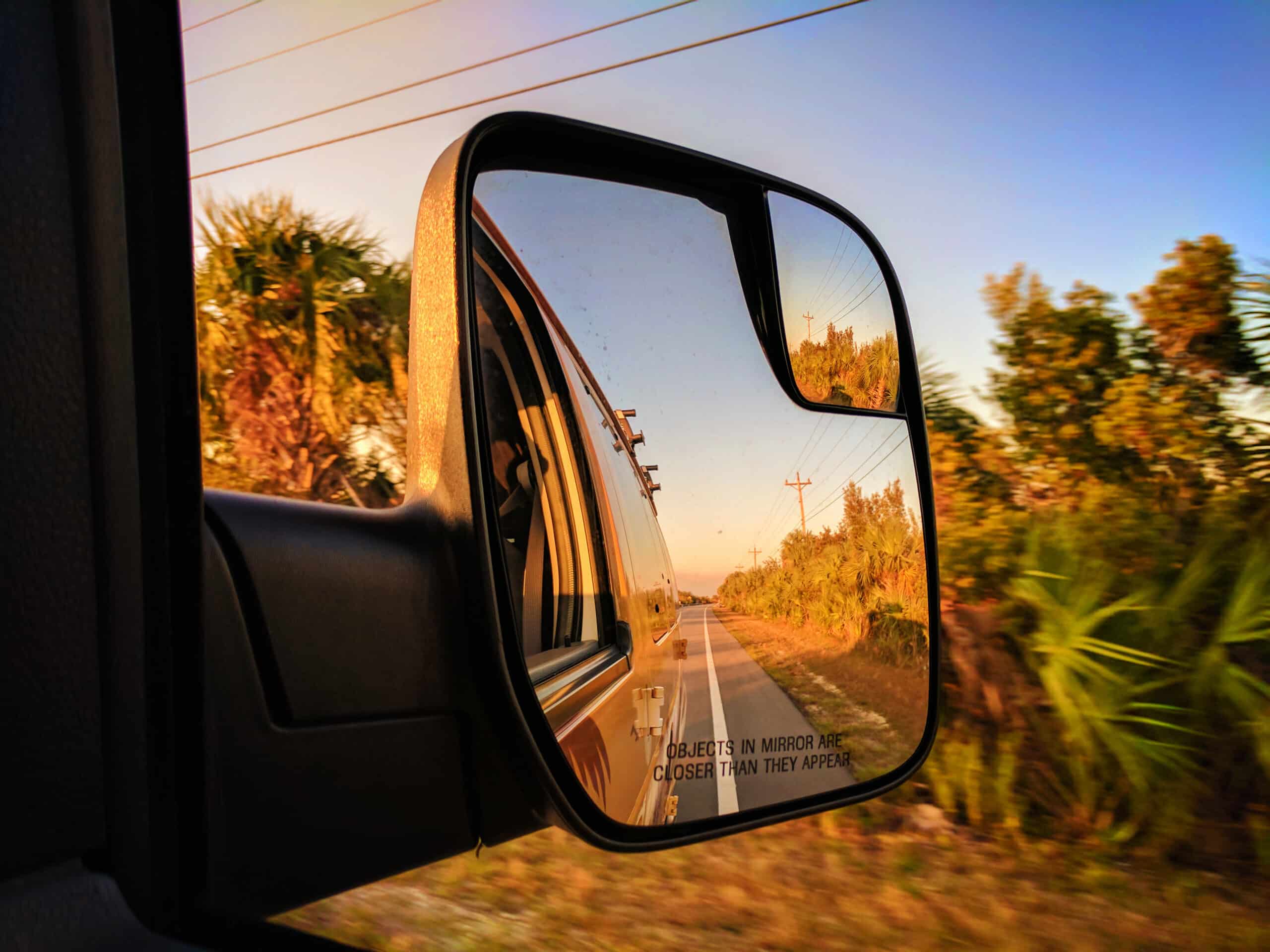 Campervan driving through Big Cypress