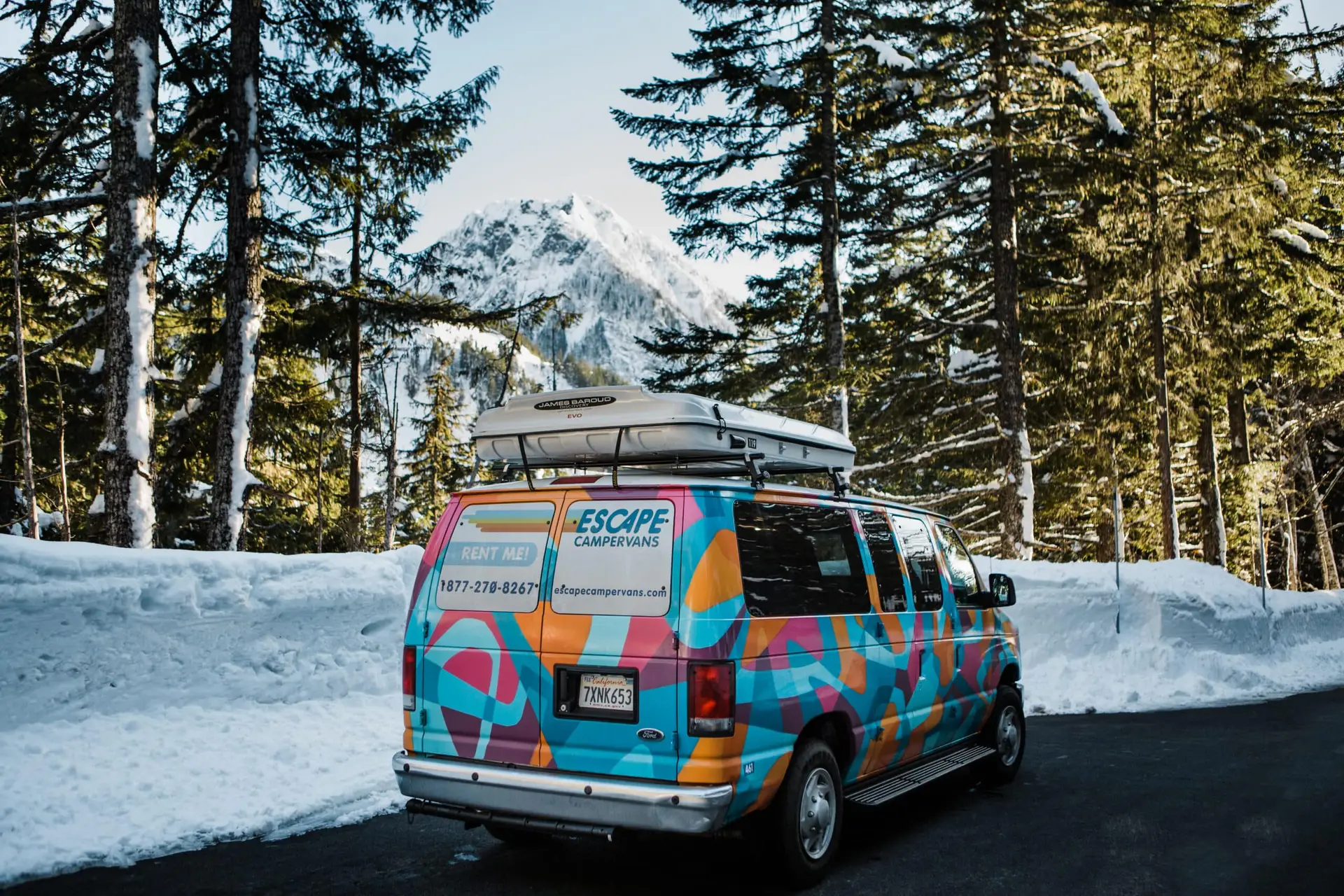 Camper van on a Seattle to Mount Shasta road trip